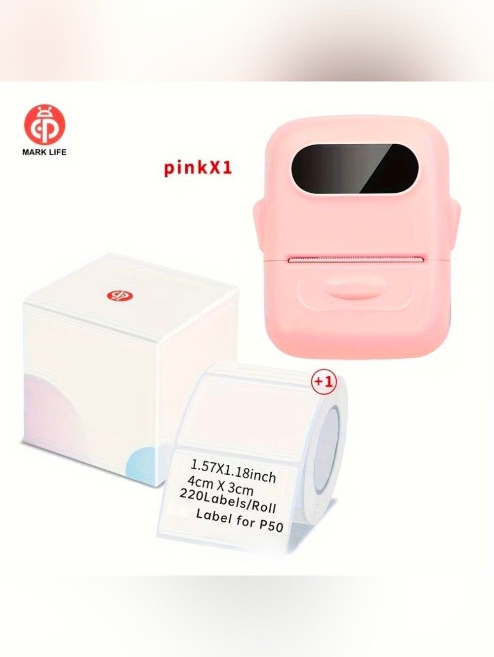 Mark Life Pink Portable Thermal Label Printer, Sealed, NEW